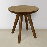 ダークブラウン色の丸天板サイドテーブル　小サイズ